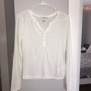 White Long-Sleeved Shirt with Buttons
